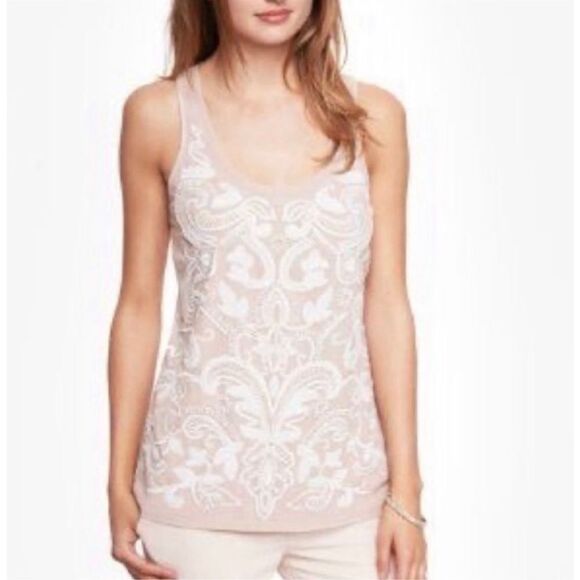 ✨Express Blush Pink Paisley Sequins & Beaded tank top✨ - Picture 1 of 5